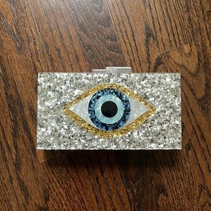 NEW: Boutique glitter evil eye clutch